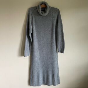 Buffalo Knit Sweater Dress Turtleneck Wool Long Longline Grey Size Medium NWT